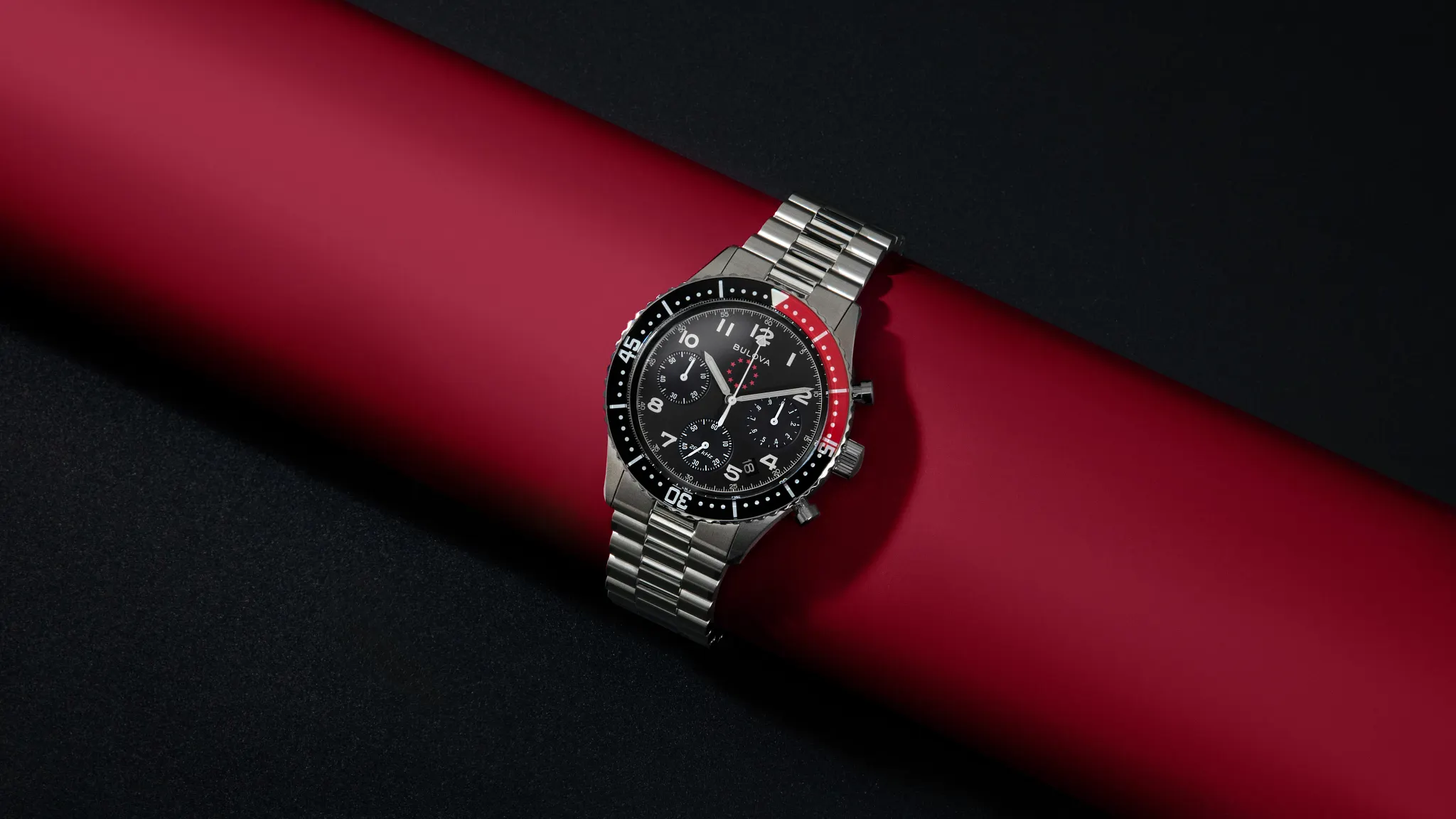 ハル☆ Black Dial Stainless Steel Bracelet Marine Star Heritage 98B451